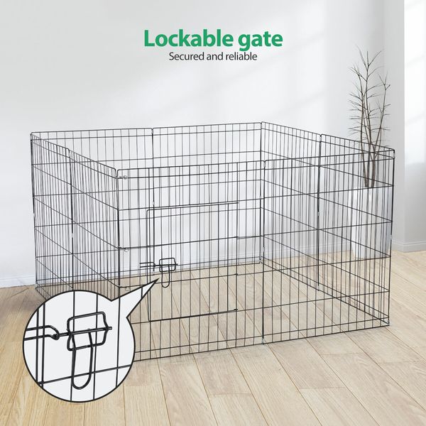 Dog Cage Playpen Pet Puppy Pen Fence 8 Panels Crate Play Pen Indoor Exercise Enclosure Foldable Cat Kitten Rabbit Barrier