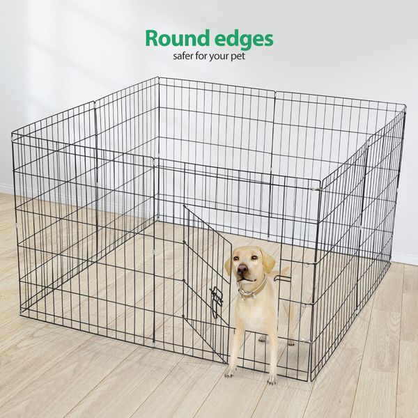 Dog Cage Playpen Pet Puppy Pen Fence 8 Panels Crate Play Pen Indoor Exercise Enclosure Foldable Cat Kitten Rabbit Barrier