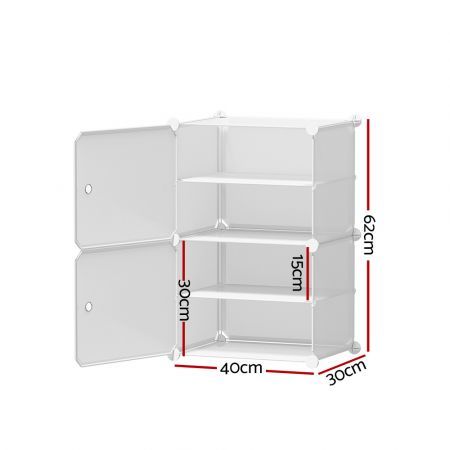 Artiss Shoe Cabinet DIY Shoe Box White Storage Cube Portable Organiser Stand