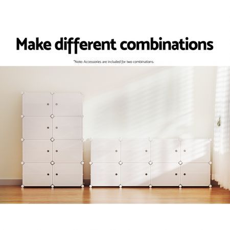 Artiss Shoe Cabinet DIY Storage Cube Shoe Box White Portable Organiser Stand