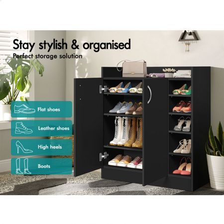 ALFORDSON Shoe Cabinet Storage Rack Drawer Organiser Shelf 21 Pairs Black