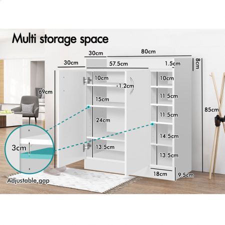 ALFORDSON Shoe Cabinet Storage Rack Drawer Organiser Shelf 21 Pairs White