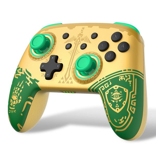 Switch Controller,Wireless Switch Pro Controllers for SWITCH/OLED/LITE,Switch Remote Gamepad with NFC,Turbo,Vibration,Wake Up and Motion Control Function (Zelde Tears of The Kingdom Green)