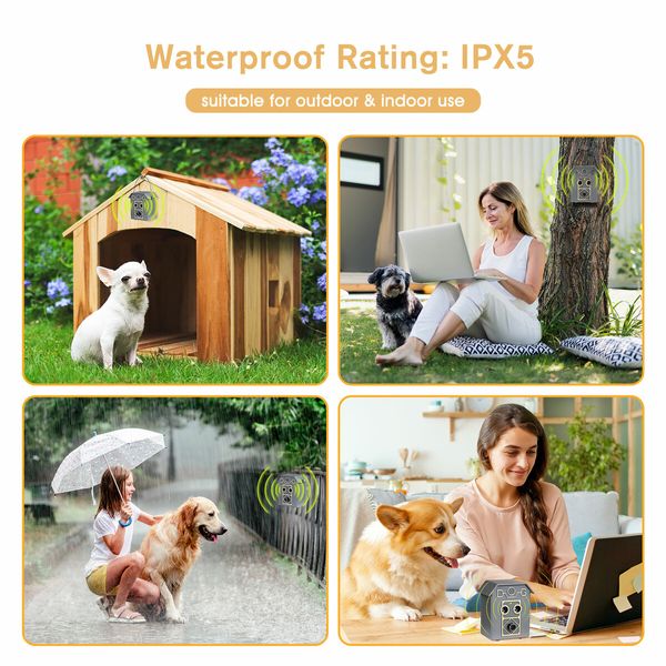 Dog Anti Barking Device Stopper Clicker Ultrasonic Stop Bark Repeller Deterrent Control Silencer 15m Range 4 Levels Waterproof Birdhouse Shape