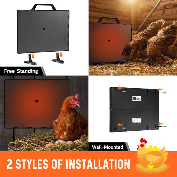 Chicken Coop Heater Flat Panel Poultry Radiant Heat Warmer 140W Thermostat Winter Heating Hen Dog Cat Pet Home