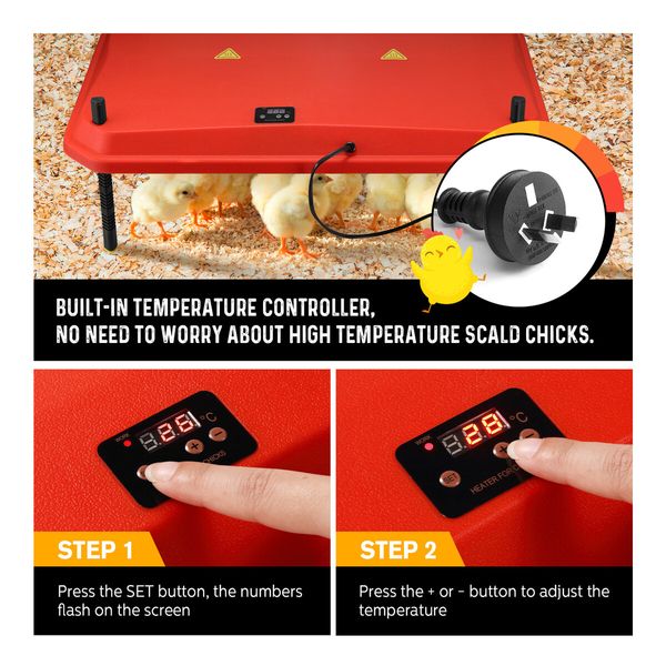 Chick Brooder Heating Plate Warmer Chicken Coop Brooding Heater Poultry Duckling Chook 40x60cm 40-50 Chicks Adjustable Height