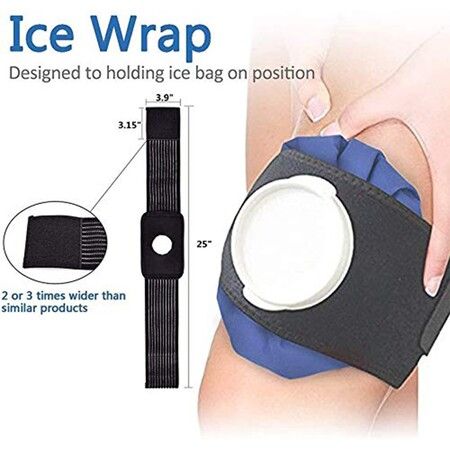 Ice Cold Pack Reusable Ice Bags Hot Water Bag,Hot & Cold Therapy with Elastic Breathable Support Wrap,4 Pack