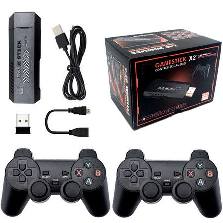 64G 30,000+ games Retro Video Game Console GD10 X2 HD Wireless Home HD Output Game Stick Wireless Controllers 3D PS1 40Simulators Games Christmas Gift