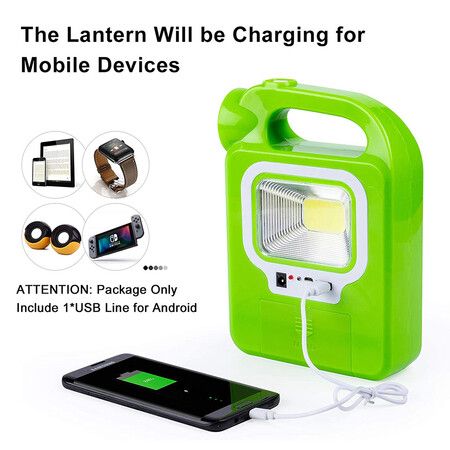 Solar Lantern 3 in 1 USB Rechargeable Brightest COB LED for Camping, Device Charging, Waterproof Emergency Flashlight LED Light