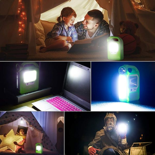 Solar Lantern 3 in 1 USB Rechargeable Brightest COB LED for Camping, Device Charging, Waterproof Emergency Flashlight LED Light