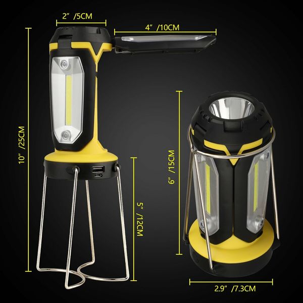 Portable LED Work Light, COB Rechargeable Camping Light with USB Charging Cable, Outdoor Tent Flashlight for Hiking, Camping, Car Repairing (1 Pack)