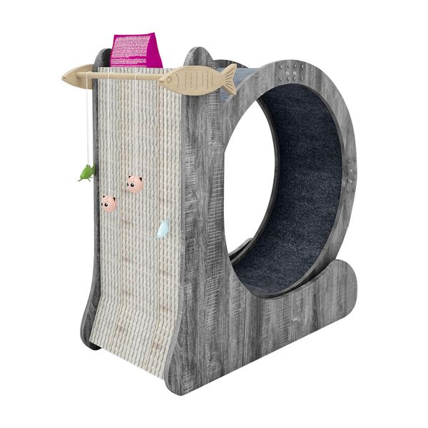 Cat Exercise Wheel Toy Scratcher Furniture Running Exerciser Treadmill Scratching Board Post Roller Play Gym Sports Equipment with Carpet Runway