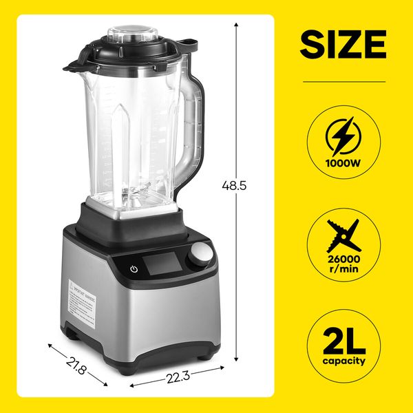 2L Food Blender Mixer Processor Juicer Smoothie Maker Ice Crusher Meat Grinder Machine Commercial 8 Blades 1000W