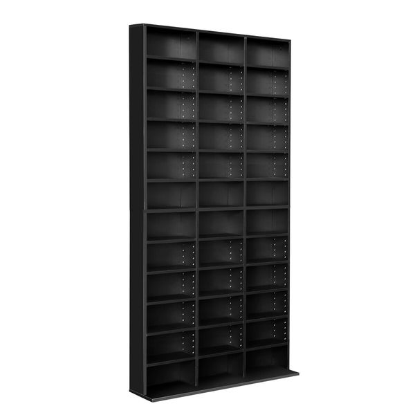 DVD CD Display Shelf Bookshelf Media Storage Cabinet Rack Stand Movie Music Video Game Collection Organiser Tray Cupboard Unit Black