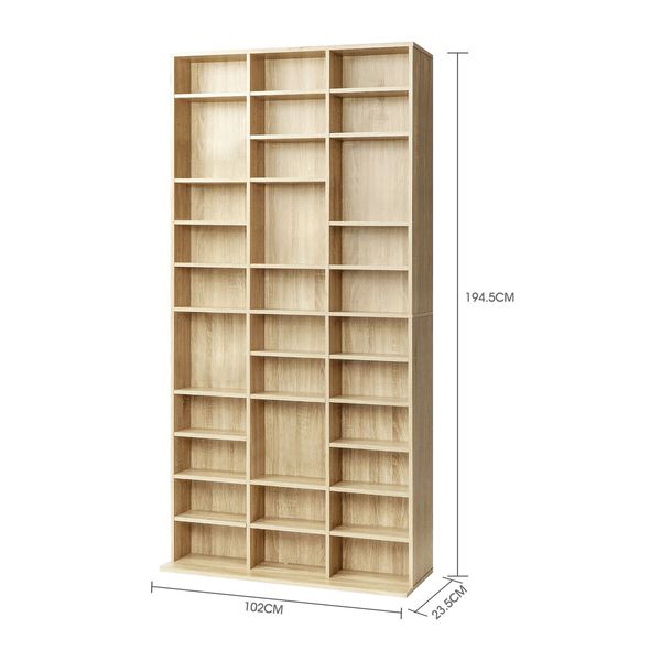 DVD CD Shelf Media Storage Cabinet Bookshelf Display Movie Music Video Game Rack Tower Stand Collection Organsier Cupboard Unit Oak