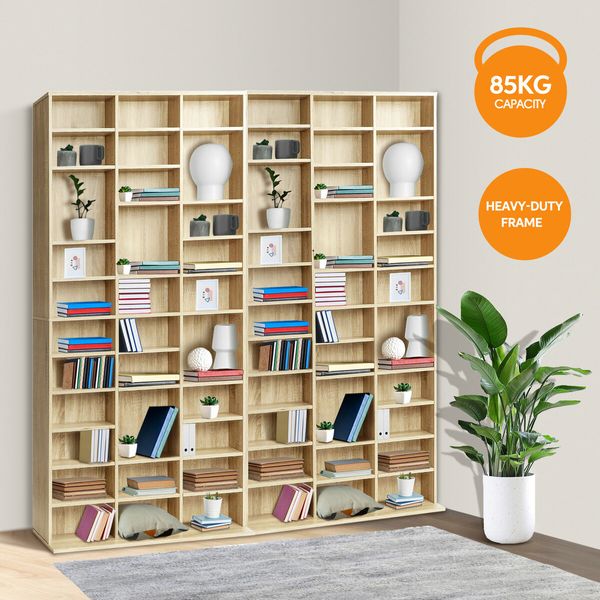 DVD CD Shelf Media Storage Cabinet Bookshelf Display Movie Music Video Game Rack Tower Stand Collection Organsier Cupboard Unit Oak