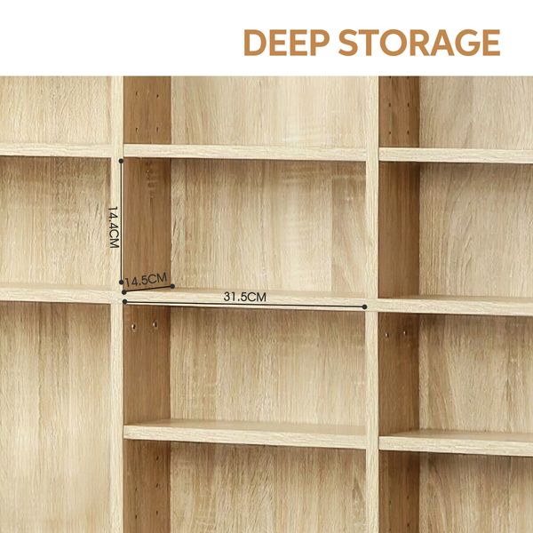 DVD CD Shelf Media Storage Cabinet Bookshelf Display Movie Music Video Game Rack Tower Stand Collection Organsier Cupboard Unit Oak