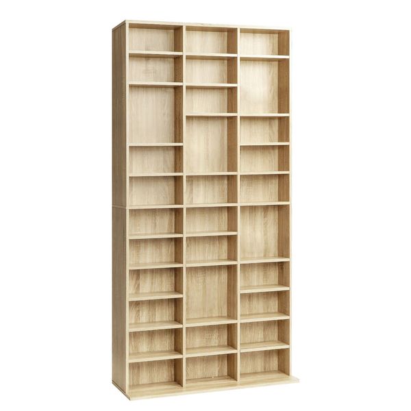 DVD CD Shelf Media Storage Cabinet Bookshelf Display Movie Music Video Game Rack Tower Stand Collection Organsier Cupboard Unit Oak