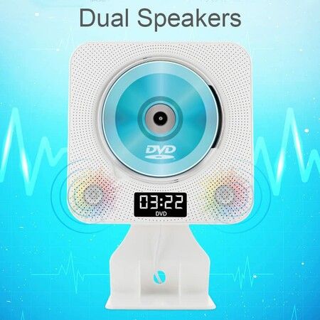 Portable DVD CD VCD Player with Bluetooth/Remote/Pull Switch/LED Display/FM Radio, Wall Mountable Music Player Built-in Speakers Support 1080P HDMI/AV Output USB Headphone Jack