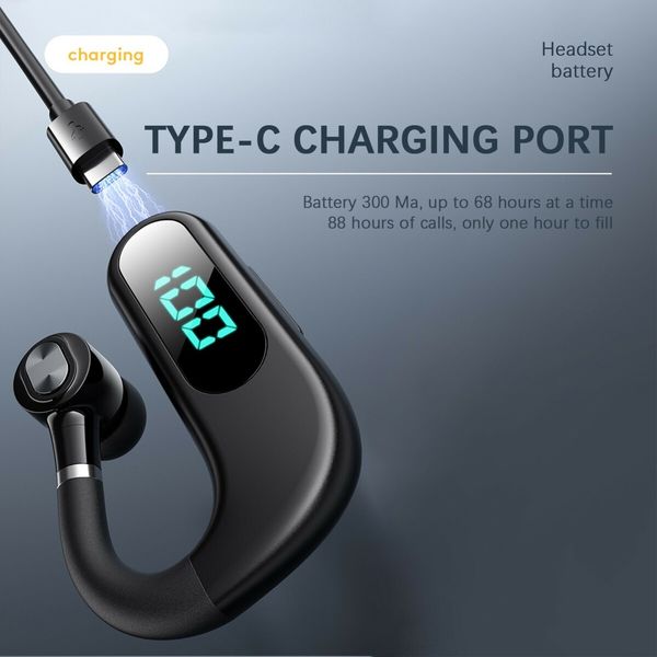 Newest Single Ear Stereo In-ear Earphone Long Standby Bluetooth Wireless Business Headset Hands-free Driving Stereo Earbuds Color WHITE