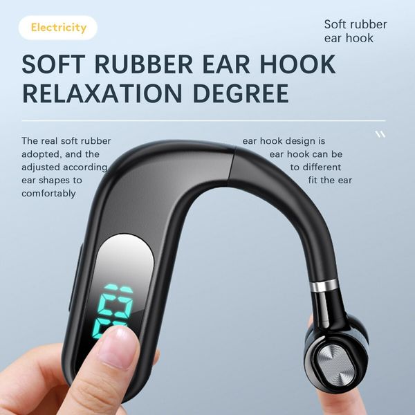 Newest Single Ear Stereo In-ear Earphone Long Standby Bluetooth Wireless Business Headset Hands-free Driving Stereo Earbuds Color WHITE