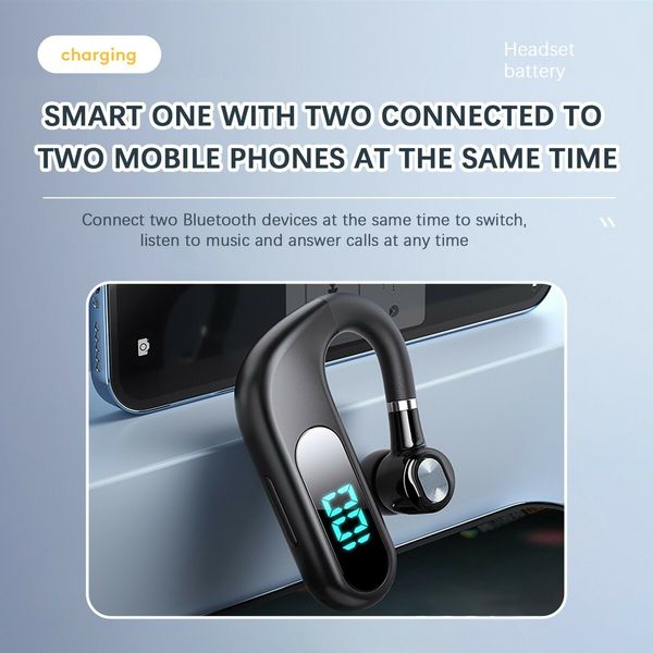 Newest Single Ear Stereo In-ear Earphone Long Standby Bluetooth Wireless Business Headset Hands-free Driving Stereo Earbuds Color WHITE