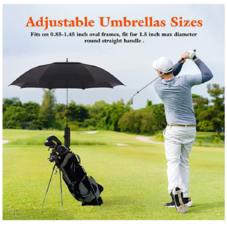 Golf Push Cart Umbrella Holder, Golf Cart Universal Golf Trolley Umbrella Stand with Adjustable Angle for Golf Cart Handles