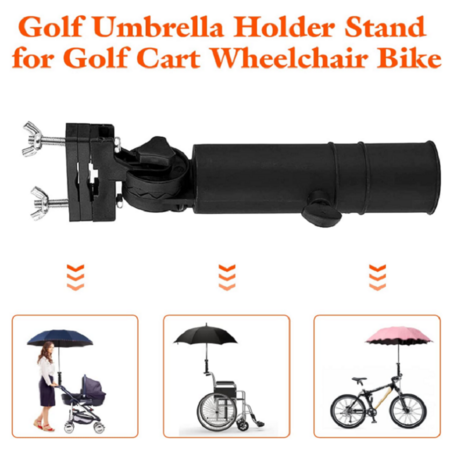 Golf Push Cart Umbrella Holder, Golf Cart Universal Golf Trolley Umbrella Stand with Adjustable Angle for Golf Cart Handles