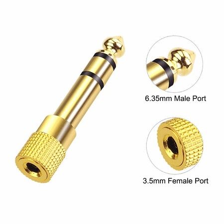 6.35mm (1/4 inch) Male to 3.5mm (1/8 inch) Female Stereo Audio Jack Adapter for Aux Cable,Guitar Amplifier,Headphone,2 Pack