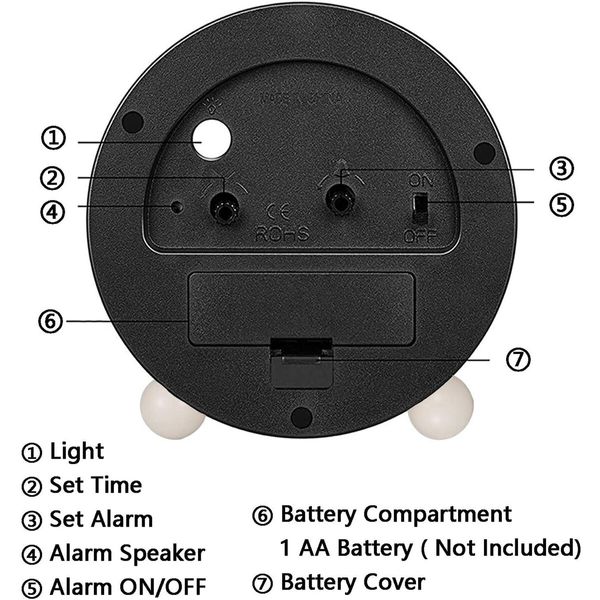 Alarm Clock,4 inch Super Silent Non Ticking Small Clock with Night Light,Battery Operated,Simply Design,for Bedroon,Bedside,Desk (White)