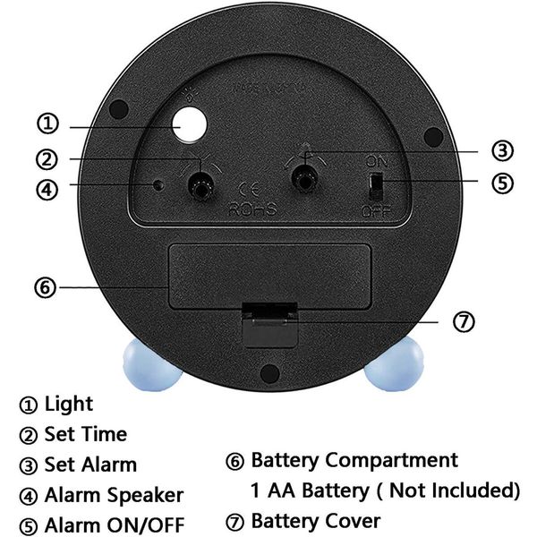 Alarm Clock,4 inch Super Silent Non Ticking Small Clock with Night Light,Battery Operated,Simply Design,for Bedroon,Bedside,Desk (Sky Blue)