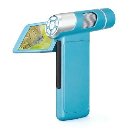 Handheld Digital Microscope 1080P FHD Portable Pocket USB Rotatable Screen Coin Inspection Windows Compatible-Blue