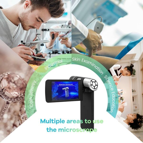 Handheld Digital Microscope 1080P FHD Portable Pocket USB Rotatable Screen Coin Inspection Windows Compatible-Black