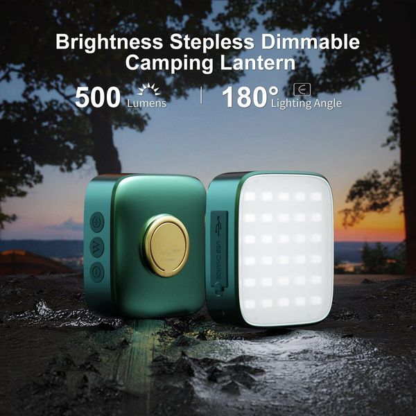 Camping Flashlight 3 Color Temperature LED Lantern with Power Bank with Magnetic Hook for Outdoor-Green