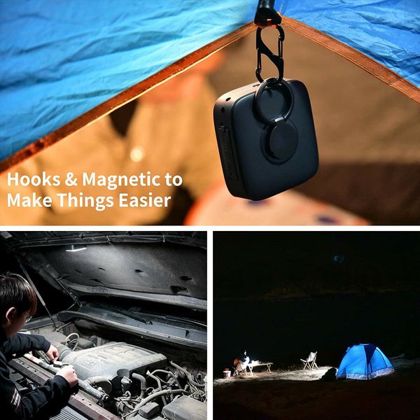 Camping Flashlight 3 Color Temperature LED Lantern with Power Bank with Magnetic Hook for Outdoor-Grey