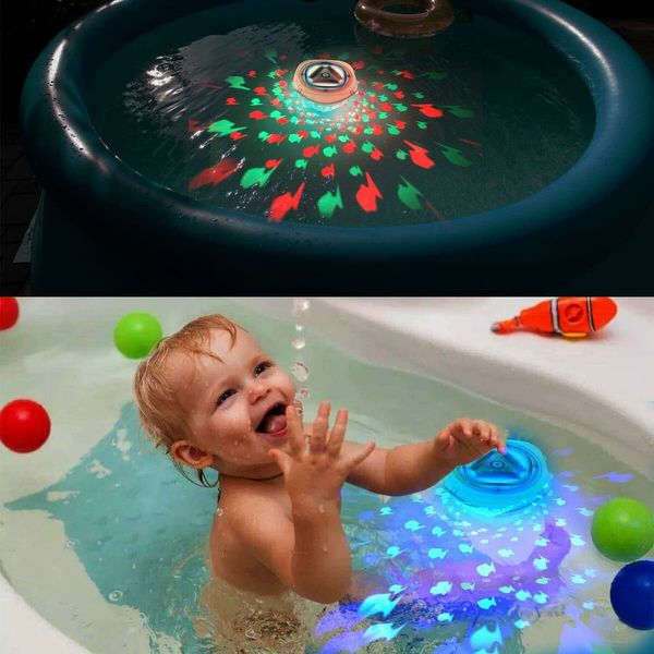 Colorful Floating Lamp Fountain Underwater Light Swimming Pool Waterproof Tub Fish Projector Lamp Bath Light Fish Tank Kids Gift