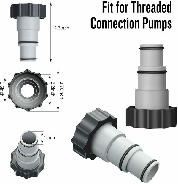 Compatible Intex Replacement Hose Adapter A w/Collar for Threaded Connection Pumps (2Pack)