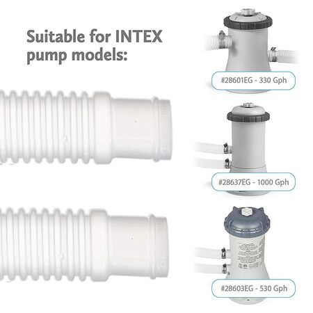 Swimming Pool Replacement Hose Compatible with Intex Filter Pump 330 GPH, 530 GPH, and 1000 GPH (2 Pack)