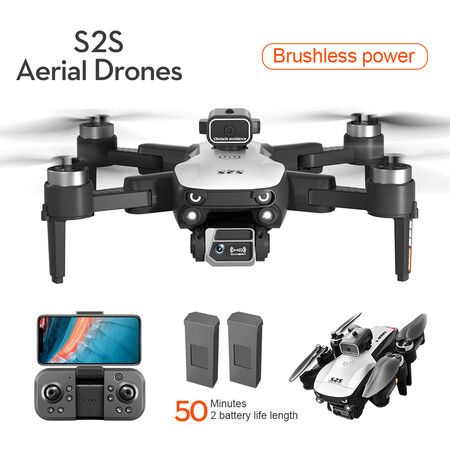 S2S Mini Drone 6k Profesional HD Camera Flighting 25min Obstacle Avoidance Brushless Foldable Plane RC Drone Extra Long Range Kid Toy Dual battery