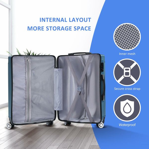 Carry On Luggage Suitcase Traveler Bag Hard Shell Case Carryon Travel Lightweight with Wheels 28 Inch Checked Trolley TSA Lock Ice Blue