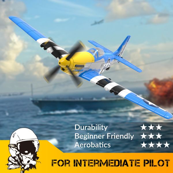 2024 NEW Series RC Plane for Adults and Kids, 4 Channel Hobby Remote Control Airplane P51 Mustang Fighter with 6-Gyro System for Beginners Learning to Fly