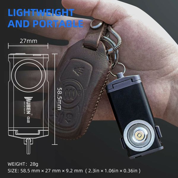 Mini Flashlight Keychain 500 Lumens Rechargeable Pocket Flashlight Magnetic Hat Clip for Travel,Walking,Hiking-Black