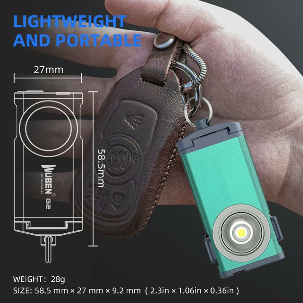 Mini Flashlight Keychain 500 Lumens Rechargeable Pocket Flashlight Magnetic Hat Clip for Travel,Walking,Hiking-Green