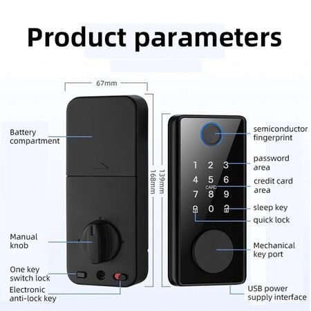 Tuya Smart Home Bluetooth Fingerprint Locks Smart Door Lock Password APP Remote Unlock Electronic Lock