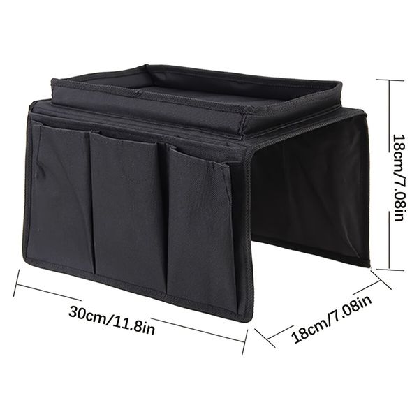 1pc Sofa Armrest Organizer With Cup Holder Tray, Chair Arm TV Remote Holder For Recliner Couch Armchair Caddy Bedside Storage Pockets Bag