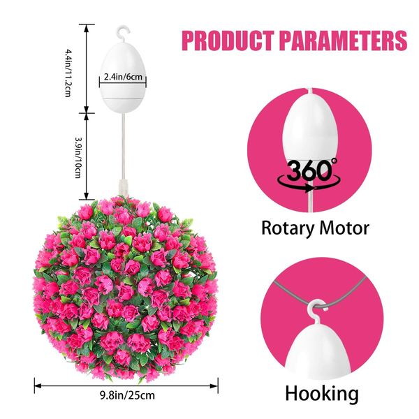 USB Rotating Rose Flower Ball Light with Remote Control and Rotation Function, for Weddings, Holiday Parties, Home Decorations, Balconies, Courtyards