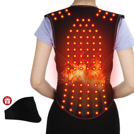 XL Size Tourmaline Self-Heating Back Support 108pcs Magnets Therapy Spine Back Shoulder Lumbar Posture Corrector Vest Pain Relief Brace