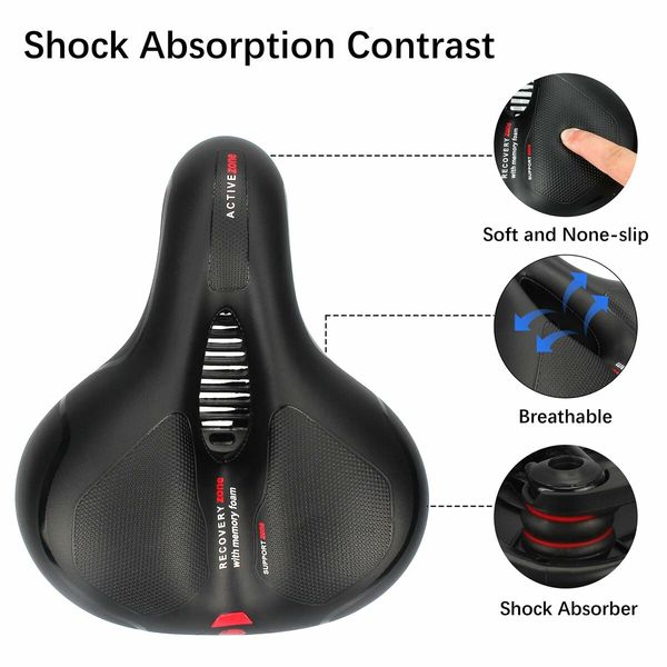 Bike Seat Cushion, Most Comfortable Bicycle Seat Memory Foam Bicycle Saddle Waterproof -Wide Bike Seat Replacement