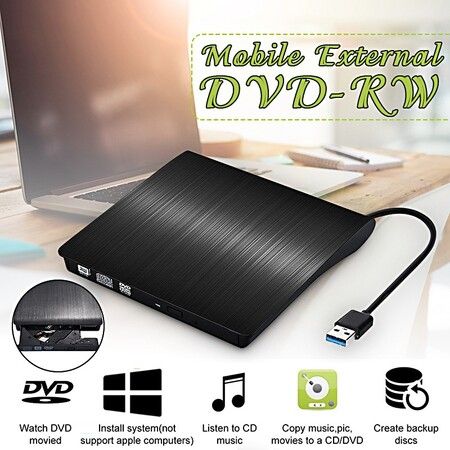 Ultra Slim External USB 3.0 CD/DVD-RW Writer Burner Player for Macbook Pro Air Imac or Other PC/Laptop