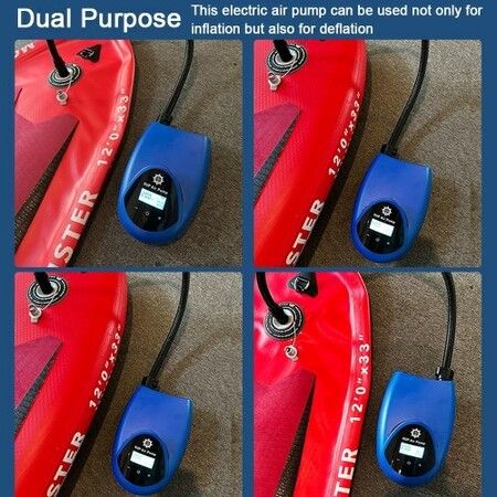 Portable Electric Air Pump 20PSI High Pressure Air Compressor Inflate and Deflate Pump with 7 Nozzles for Inflatable Stand-up Paddle Surfboard Color Blue